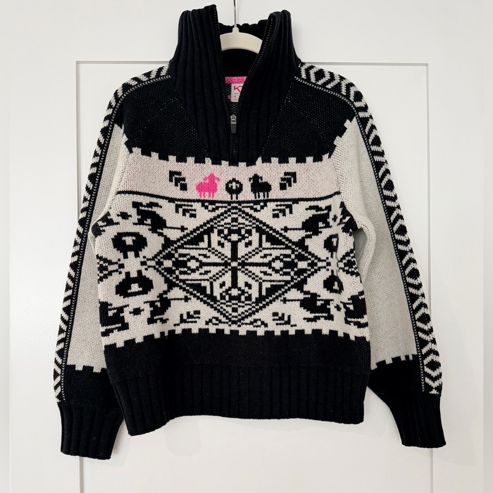 Kari Traa Black and White Nordic Sweater - Saga Knit - Natural White - XS